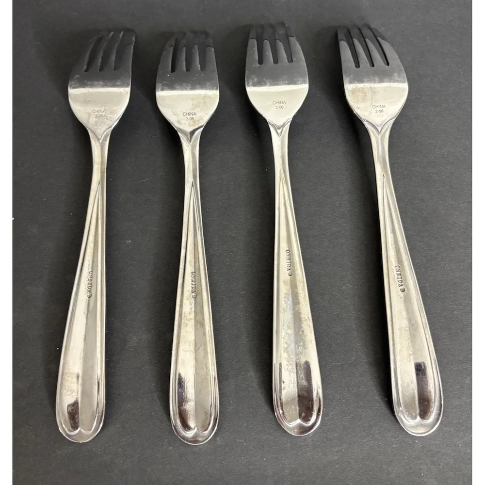 4 Oneida Dylan Dinner Forks Stainless Steel Flatware 7 7/8